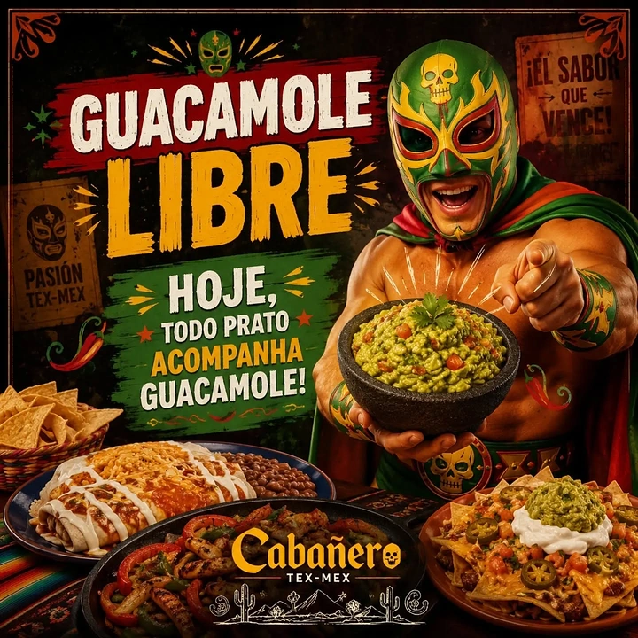Mexican Restaurants creative ad: Guacamole Libre luchador concept