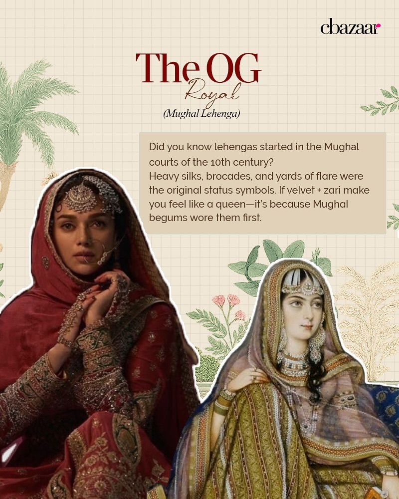 Instagram post: Mughal painting paired with modern lehenga