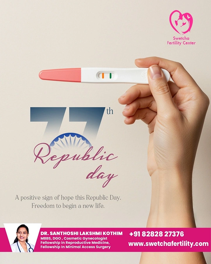 IVF & Fertility Clinics creative ad: Pregnancy test hand forms Republic Day hope