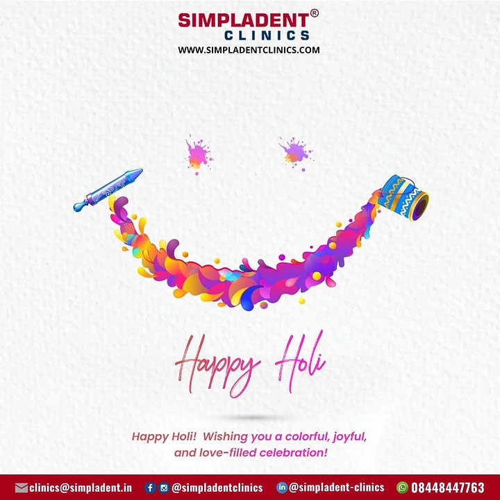 Holi creative ad: Smiley face formed by a colour-splash smile and splatter eyes