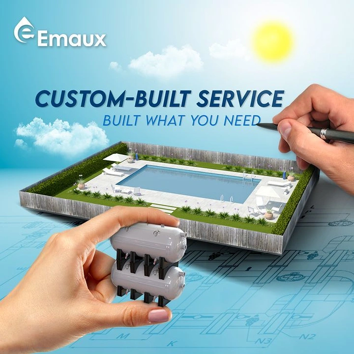 Swimming Pools & Pool Care creative ad: Blueprint metaphor makes service feel custom