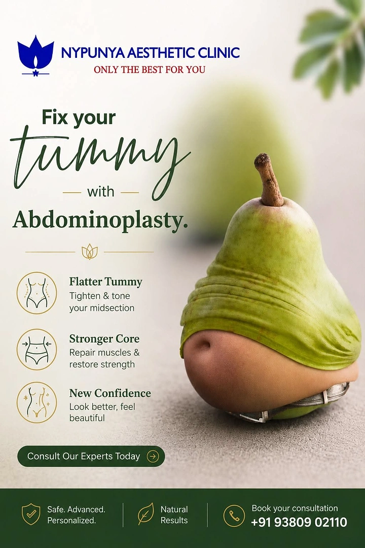 Plastic Surgery Clinics creative ad: Pear-shaped body metaphor for abdominoplasty