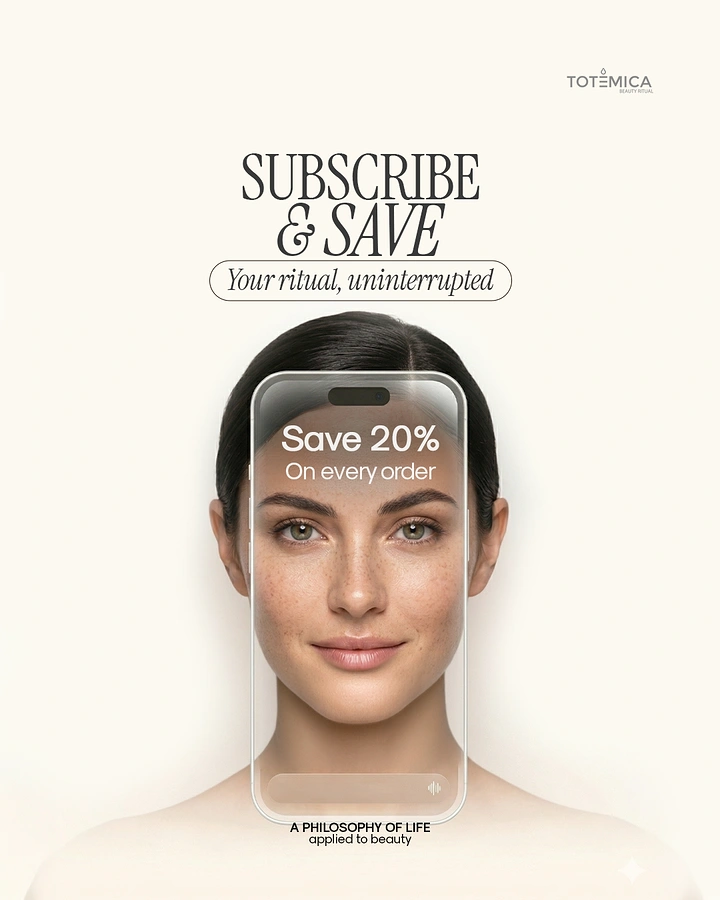 Skin & Cosmetic Clinics creative ad: Face framed as phone subscription screen