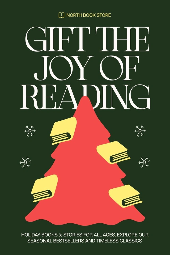 Bookstores creative ad: Books as ornaments on Christmas tree