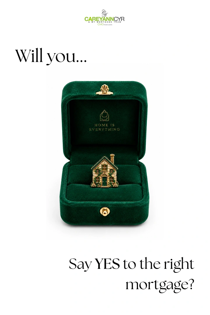 Real Estate creative ad: Miniature house charm set in an open green velvet ring box