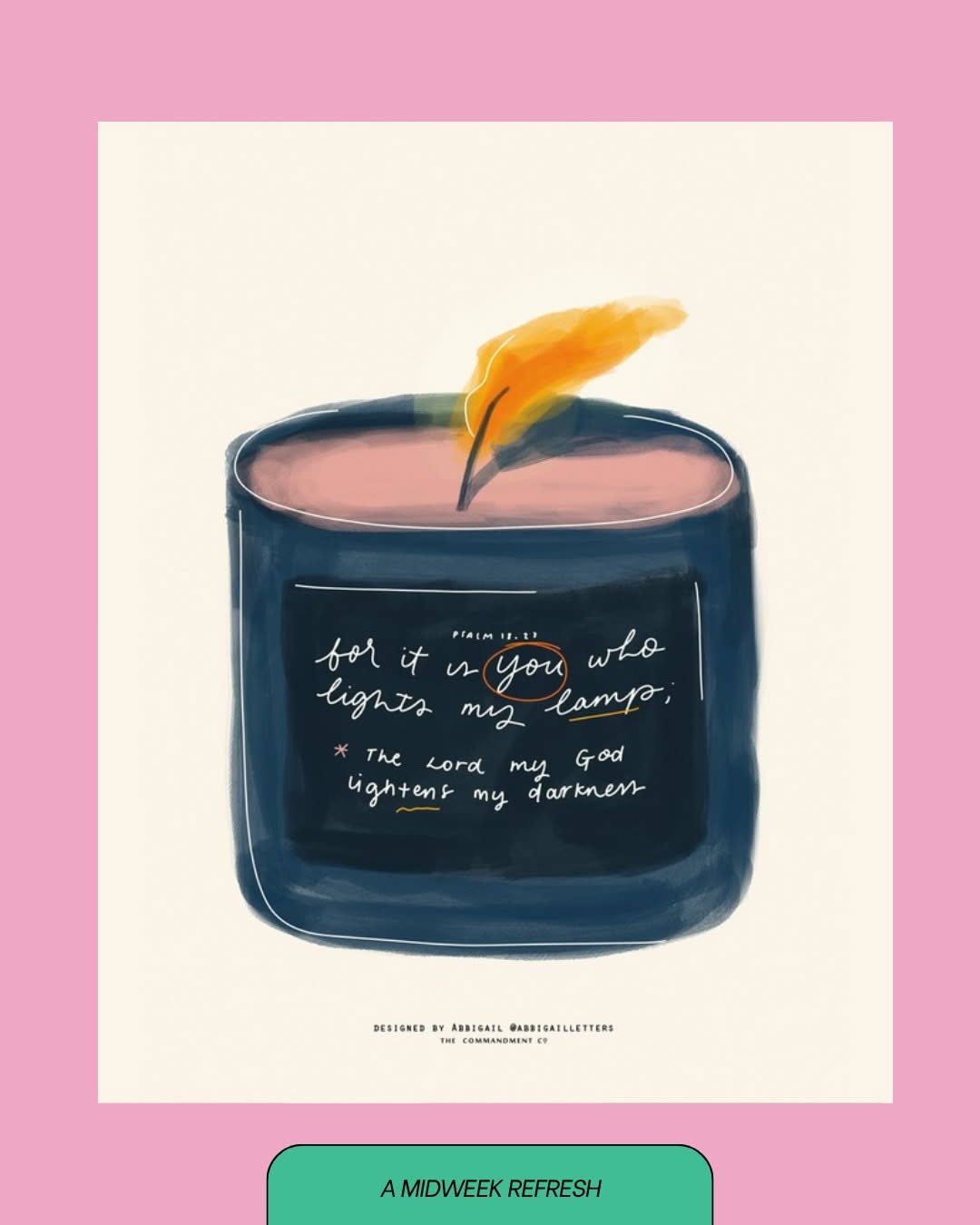Instagram post: 'Light my Lamp' pun, flame-shaped frame, slide 2
