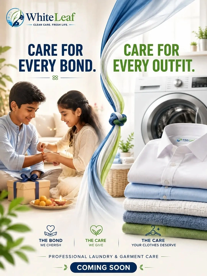 Laundry & Dry Cleaning creative ad: Fabric ribbon links bond and outfit