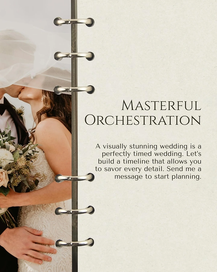 Wedding Planners creative ad: Visual metaphor of physical planner binder.