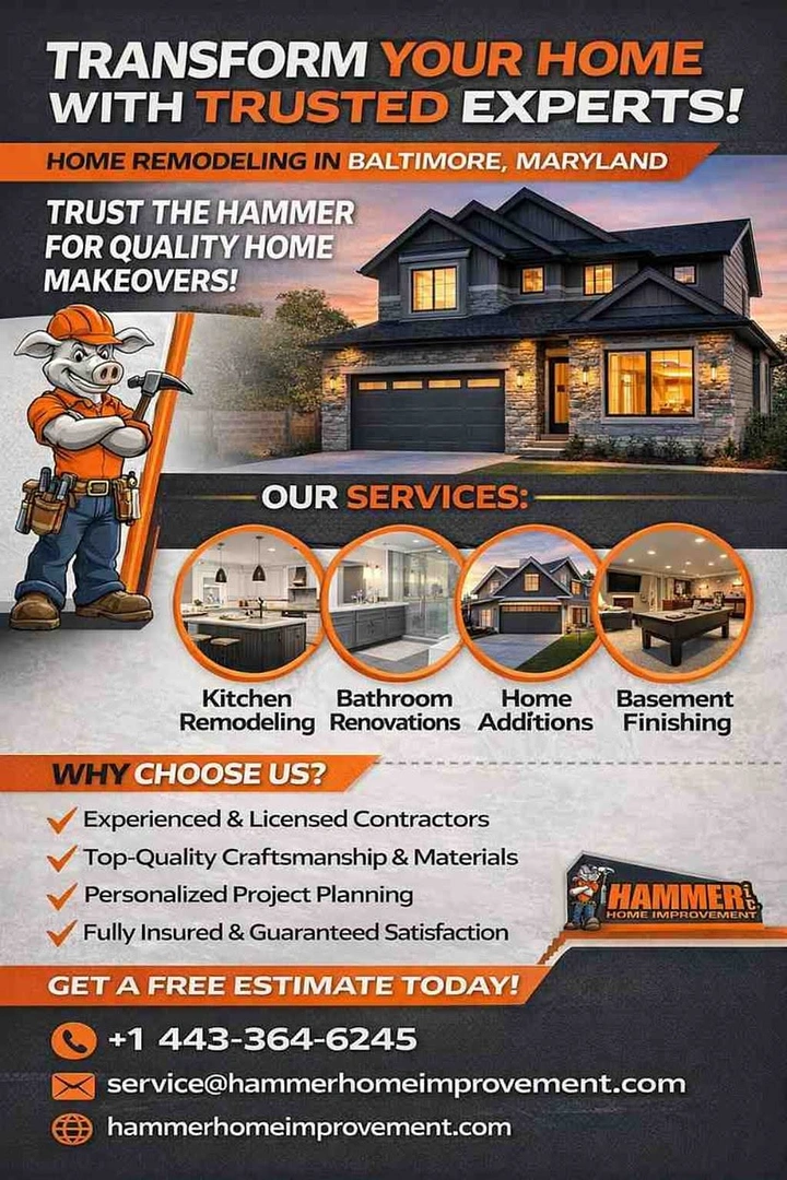 Home Renovation & Remodeling creative ad: Hammer mascot gives offer memorable personality