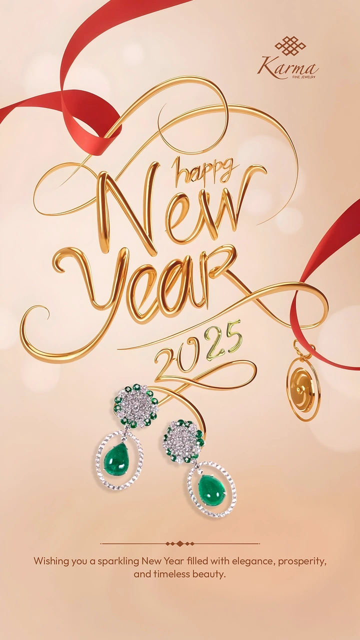 New Year creative ad: Earrings hang from New Year calligraphy