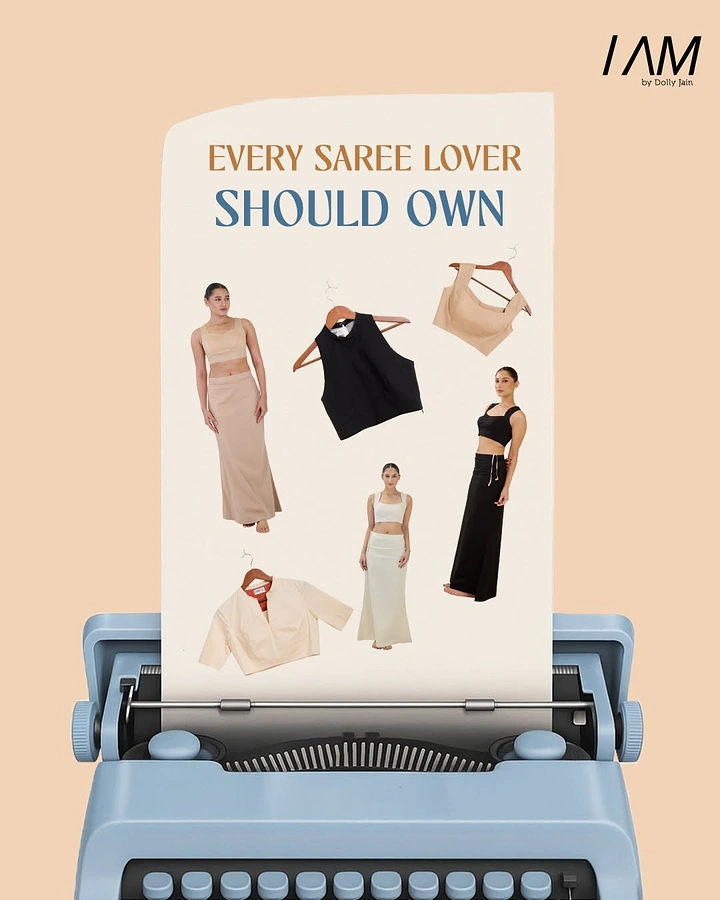 Ethnic Wear & Sarees creative ad: Typewriter prints saree-lover checklist