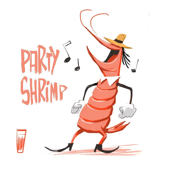 Seafood Restaurants creative ad: Dancing shrimp character creates playful offer