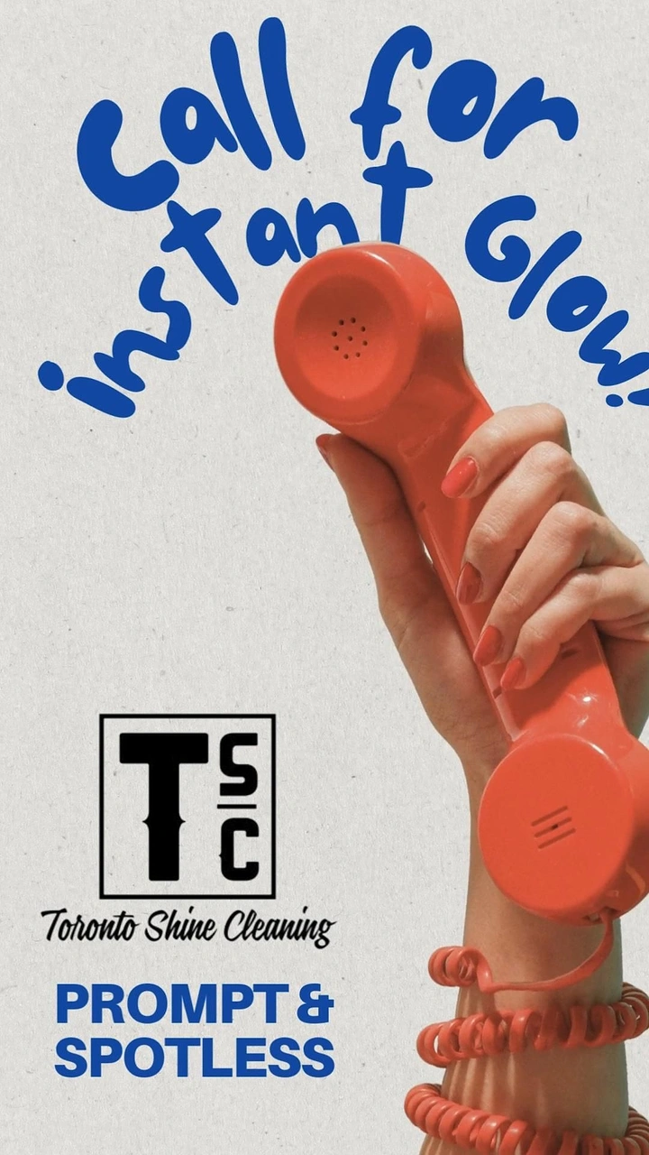 Cleaning Services creative ad: Bold retro phone 'Call for instant glow'