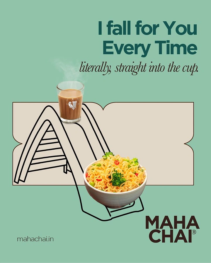 Tea & Chai Brands creative ad: Slide into chai cup, fall-for-you pun
