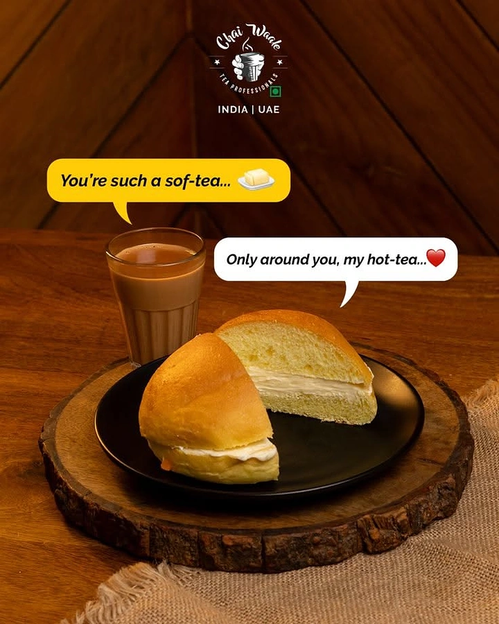 Tea & Chai Brands creative ad: Bun and chai flirting, soft-tea pun
