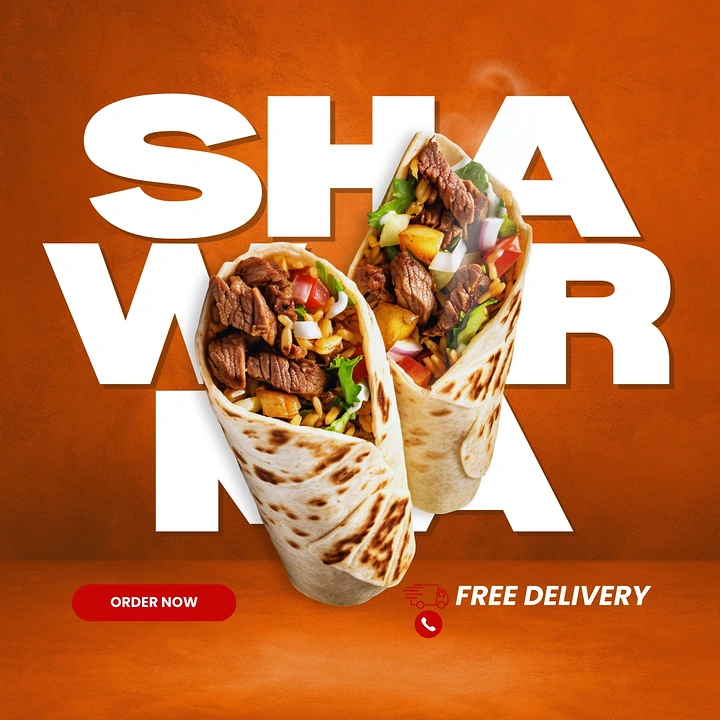 Arabic & Middle Eastern Restaurants creative ad: Wraps integrated into giant wordmark