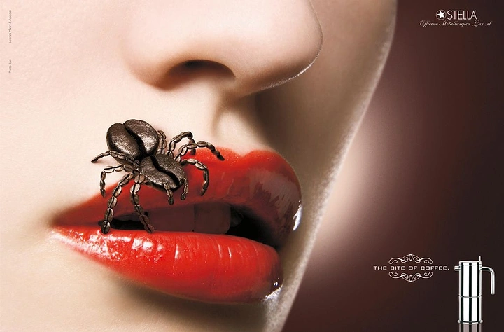 Pest Control creative ad: Spider on red lips, striking intrusion metaphor