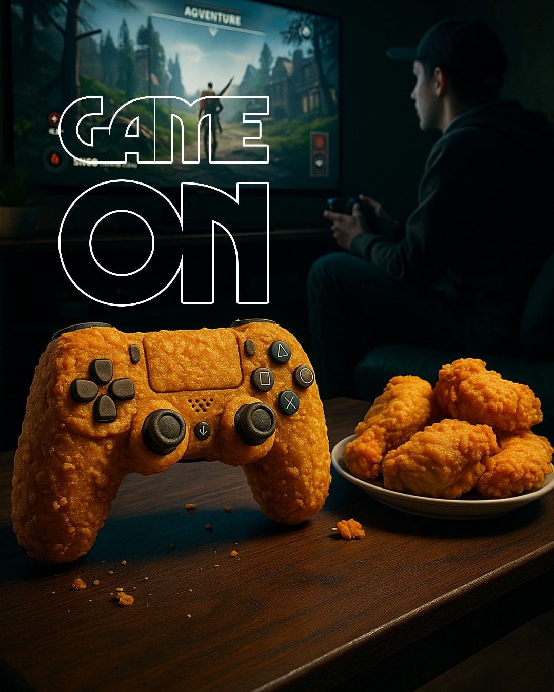Instagram post: Game controller made of fried chicken