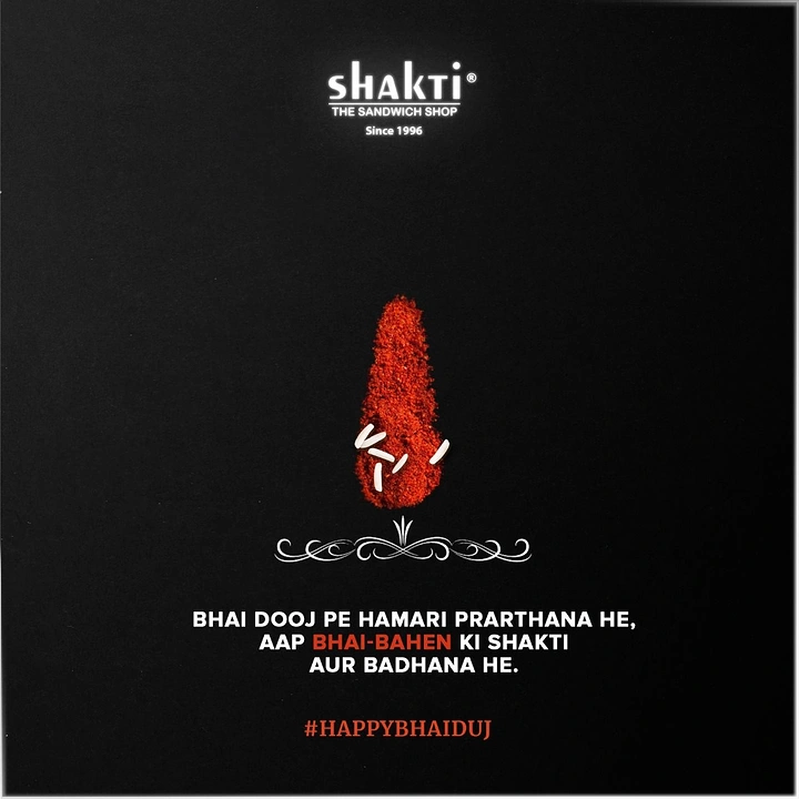 Bhai Dooj creative ad: Tilak formed from red spice and rice