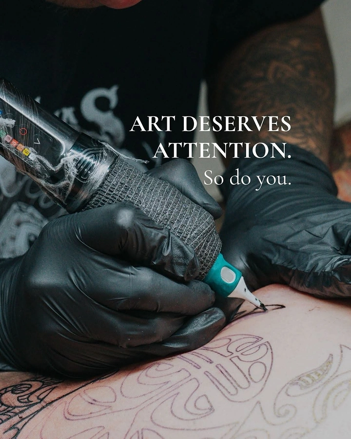 Tattoo Studios creative ad: 'Art deserves attention' witty copy