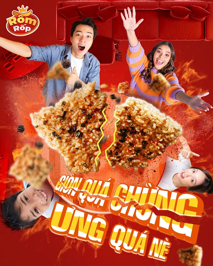 Korean Restaurants creative ad: Explosive chicken composition feels playful