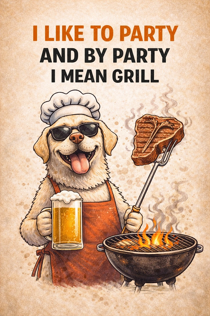BBQ & Grill Restaurants creative ad: Dog becomes witty grill-party host
