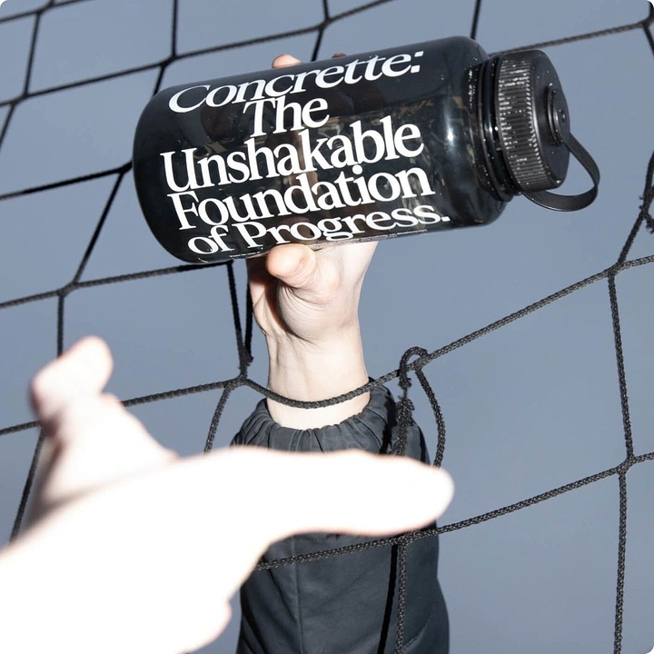 Tumblers, Flasks & Drinkware creative ad: Unshakable foundation metaphor, excellent typography