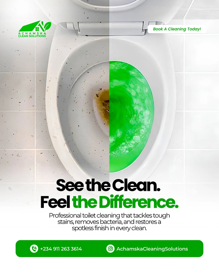Cleaning Services creative ad: Split toilet dirty versus clean reveal