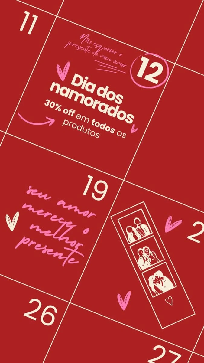 Valentine's Day creative ad: Tilted calendar page with the 12th circled for Valentine's Day