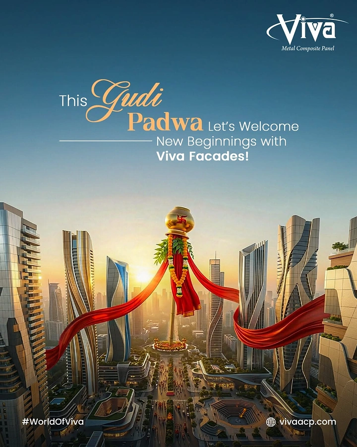 other-festival creative ad: Giant gudi rising over a futuristic city