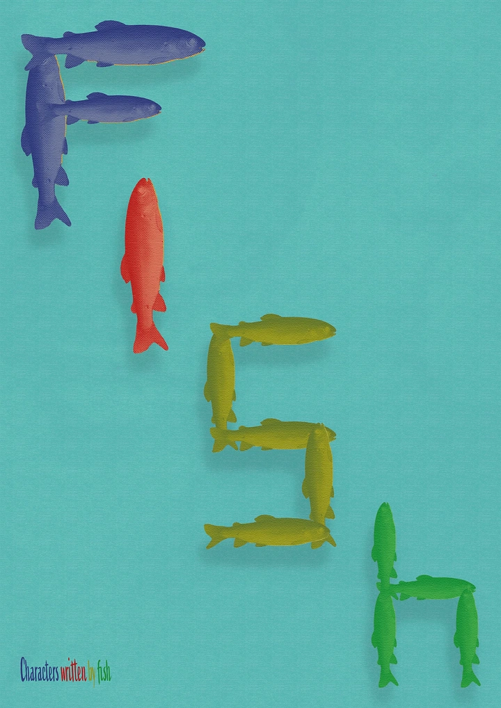 Aquarium Shops creative ad: Painted fish spell the word Fish