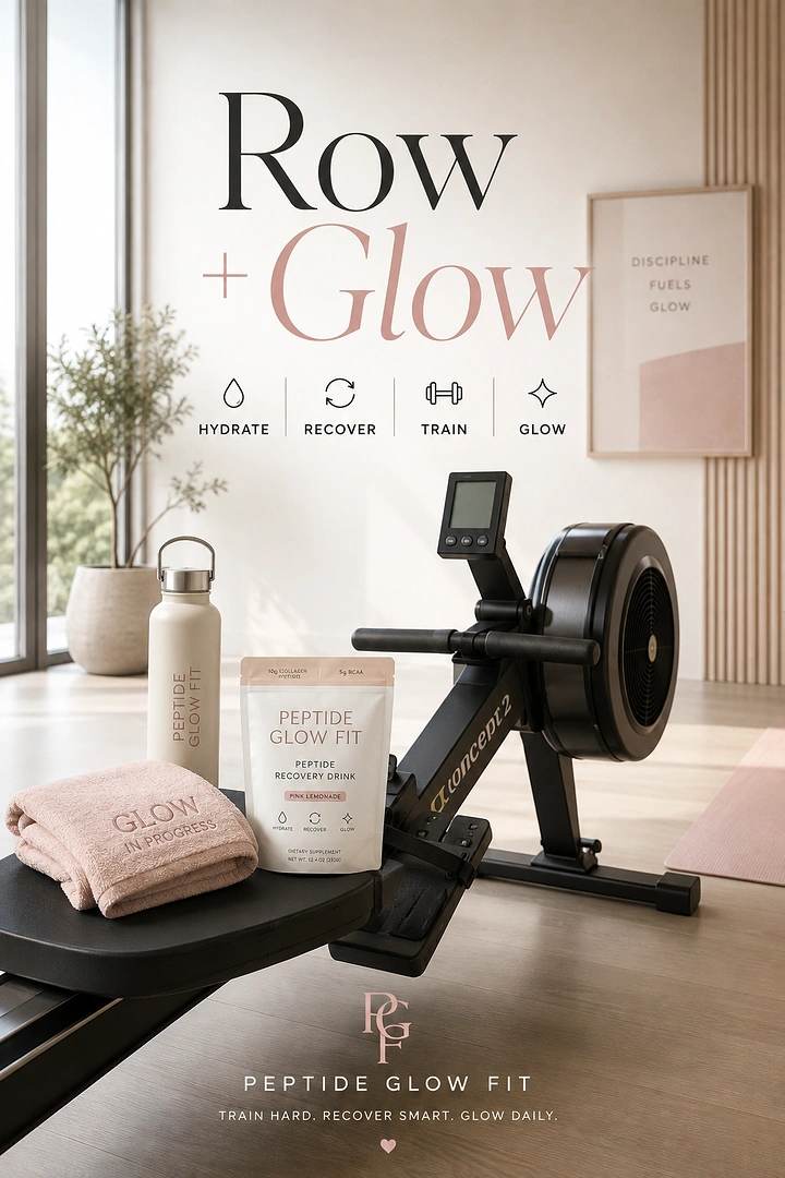 Fitness Equipment Stores creative ad: Row-and-glow wellness wordplay feels distinctive
