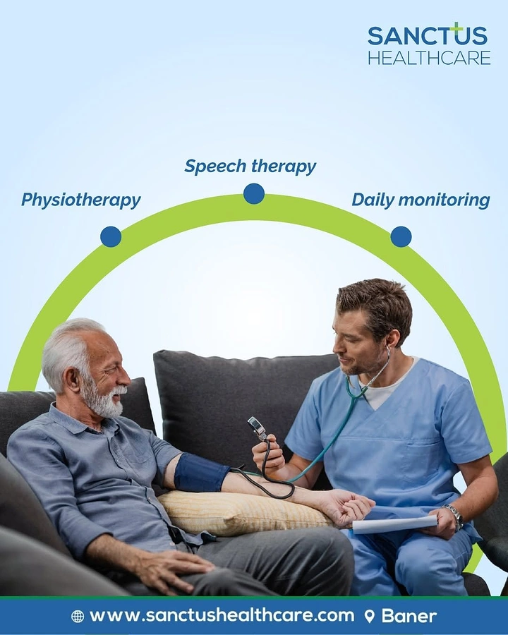 Senior Care creative ad: Service arc framing care scene, clean