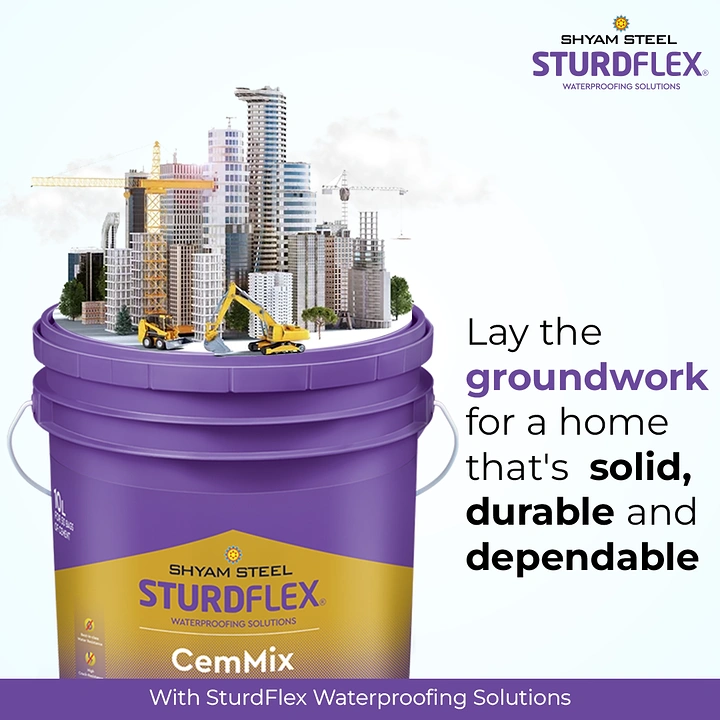 Waterproofing creative ad: City emerging from bucket visual metaphor