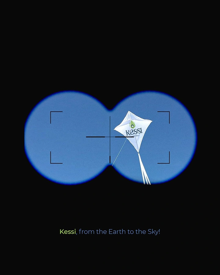 Makar Sankranti creative ad: Branded white kite seen through a binocular viewfinder