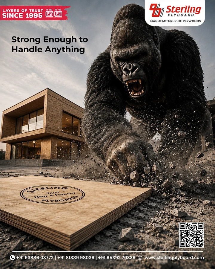 Carpenters & Woodwork creative ad: Gorilla smashing plywood shows strength