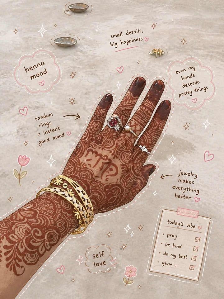 Mehndi & Henna Artists creative ad: Annotated hand turns henna into self-love story