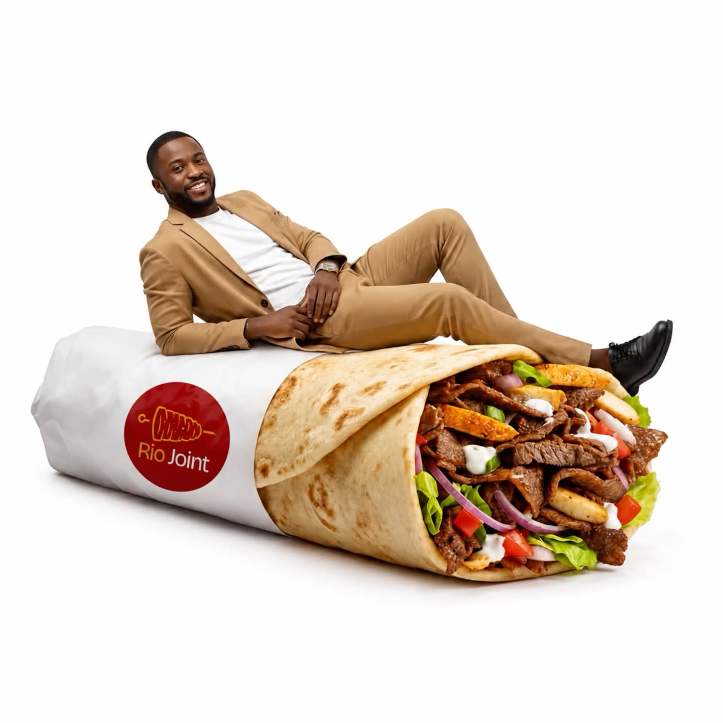Instagram post: Diner lounges on oversized wrap as furniture