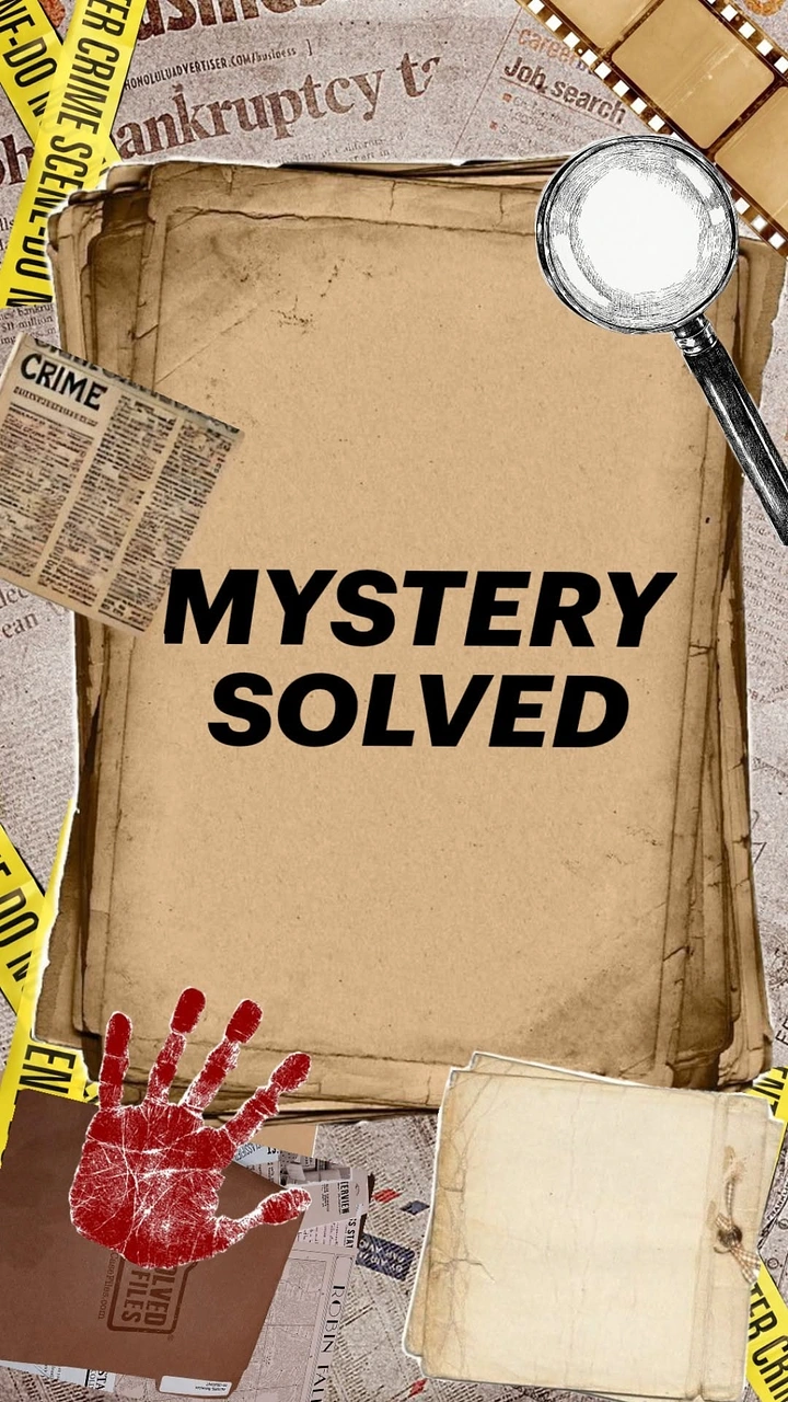 Escape Rooms creative ad: Crime-board mystery-solved visual concept