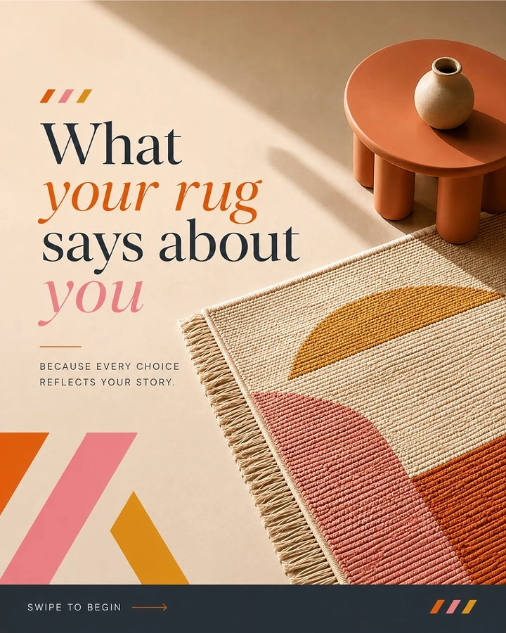 Rugs & Carpets creative ad: Personality metaphor makes rug copy memorable