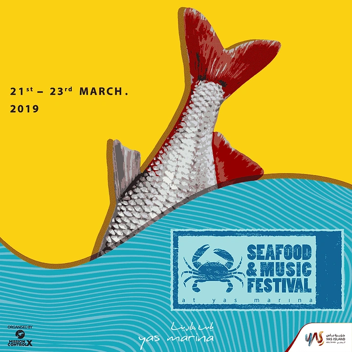 Seafood Restaurants creative ad: Fish-tail festival illustration is distinctive