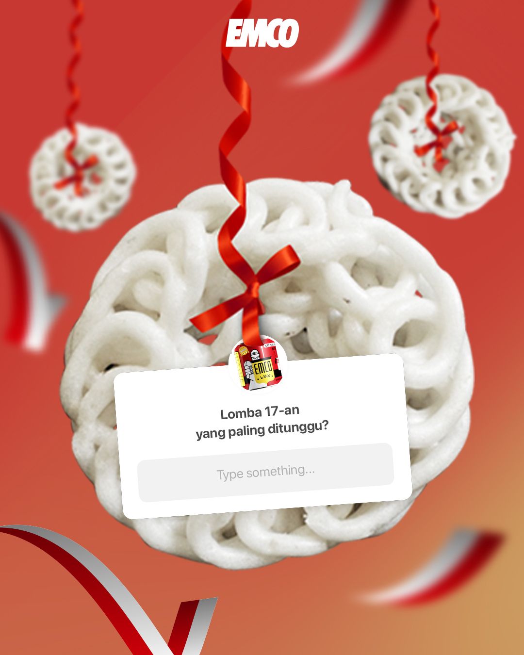 Independence Day Instagram post: Kerupuk contest snack hung like ornament