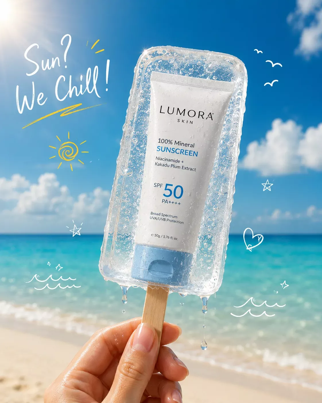 Instagram post: Sunscreen transformed into popsicle