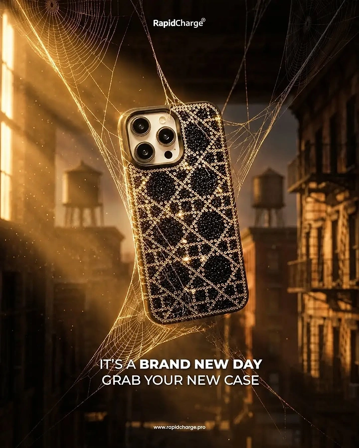 Phone Cases & Mobile Accessories creative ad: Spiderweb suggests case protection