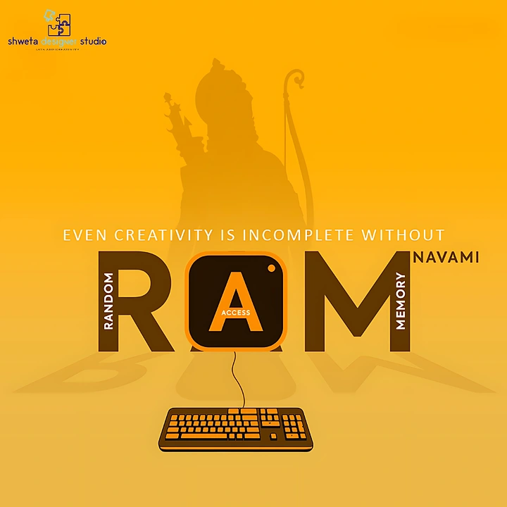 Ram Navami creative ad: RAM as computer memory pun with keyboard