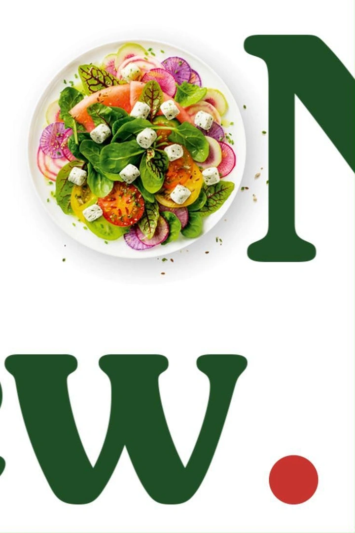 Salad Bars & Healthy Restaurants creative ad: Salad integrated with oversized typography
