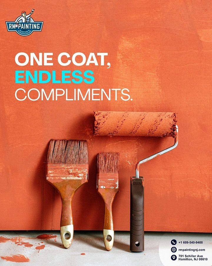 House Painters creative ad: Witty 'One coat, endless compliments' minimal still life