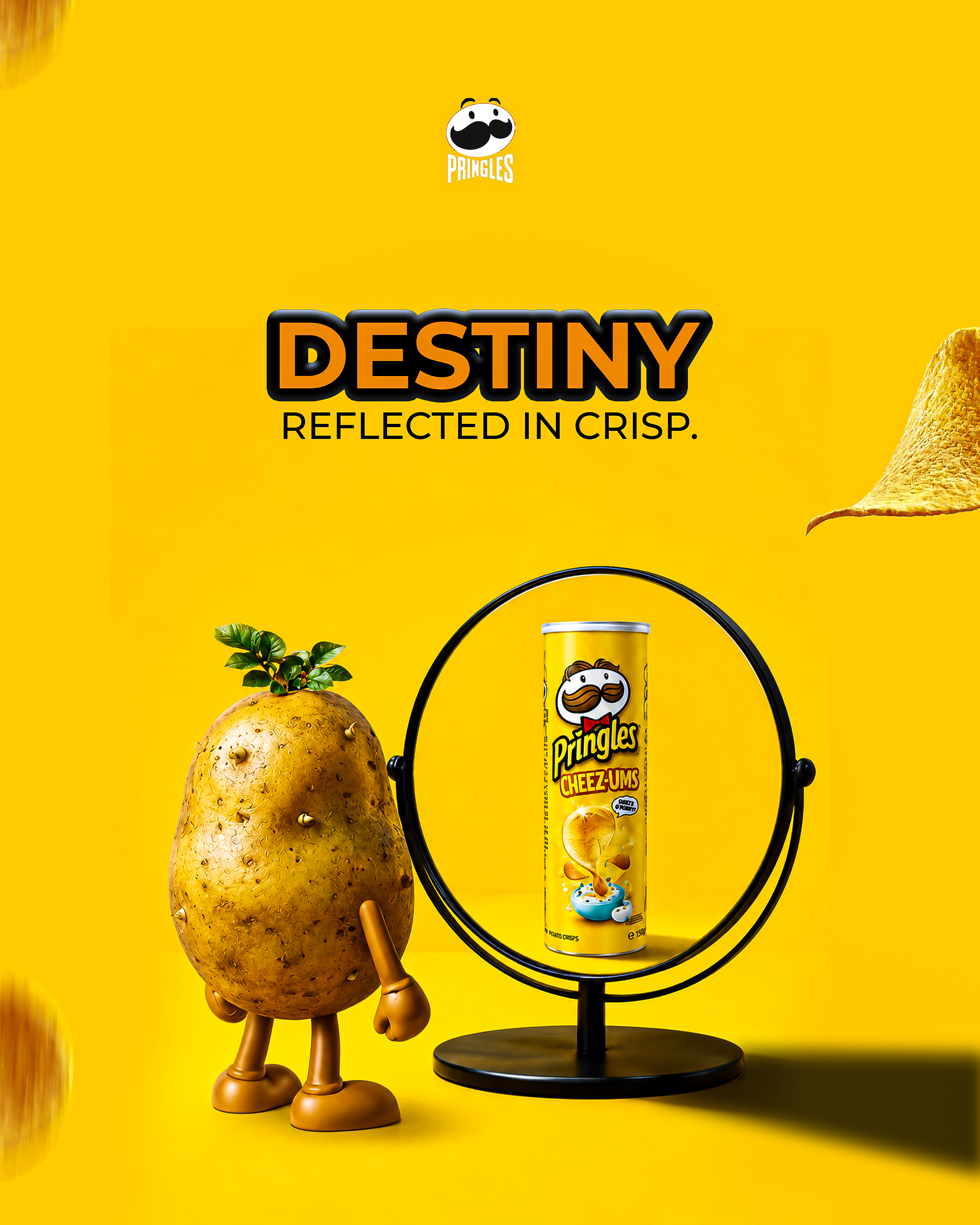 Instagram post: Potato sees Pringles in mirror, destiny