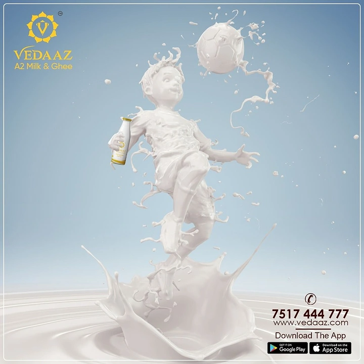Dairy Brands creative ad: Milk splash sculpted into kid footballer