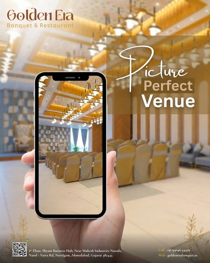Banquet Halls & Venues creative ad: Phone frames venue: 'Picture Perfect' pun